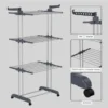 Tendederos Plegables con Ruedas, Acero Inoxidable